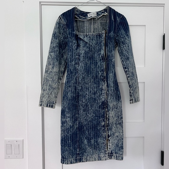 VINTAGE - Paris Blues acid wash denim zip up dress - Picture 1 of 4